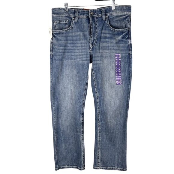 TK Axel NWT Men 36x32 Slim Boot Stretch Jeans Denim Back Flap Deco 5 Pockets - Picture 2 of 13